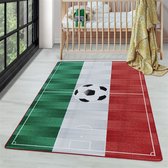 Tapis de enfants à poils courts Motif de football Italie Blanc