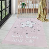 Tapis de enfants à poils courts Motif de bébé étoile Rose