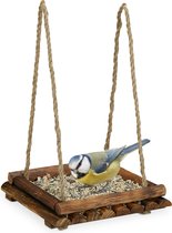 Relaxdays table d'alimentation suspendue - mangeoire à oiseaux bois - station d'alimentation oiseaux de jardin - balcon