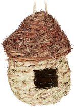 Relaxdays vogelnest voor kooi - knaagdier accessoire - grashuis - nestbuidel stro - klein