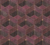 AS Creation Titanium 3 - Papier peint géométrique - Graphique - bordeaux marron doré - 1005 x 53 cm