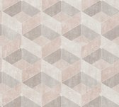 AS Creation Titanium 3 - Geometrisch behang - Grafisch - beige crème oudroze - 1005 x 53 cm