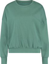 Hunkemöller Nachtmode Dames Top lange mouwen Boyfriend Brushed  - Groen - maat 2XL