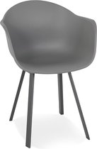 Alterego Donkergrijze design stoel 'JAVEA' met armleuningen voor binnen/buiten - bestel per 2 stuks / prijs voor 1 stuk