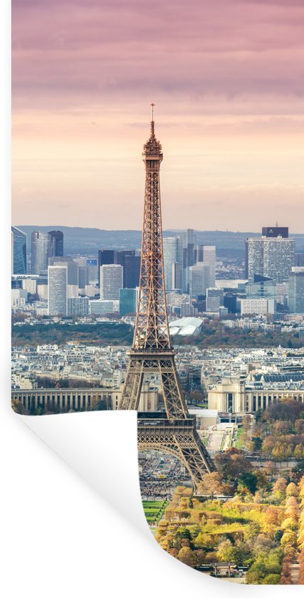 Muurstickers - Sticker Folie - Eiffeltoren - Parijs - Lucht - 80x160 cm - Plakfolie - Muurstickers Kinderkamer - Zelfklevend Behang - Zelfklevend behangpapier - Stickerfolie