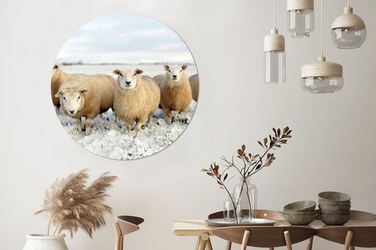 Cercle Mural - Cercle Mural Intérieur - Groupe de Moutons Curieux - ⌀ 150 cm - Décoration murale - Peintures Ronds