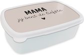 Broodtrommel Wit - Lunchbox - Brooddoos - Spreuken - Mama jij bent de liefste - Moeder - Quotes - 18x12x6 cm - Volwassenen