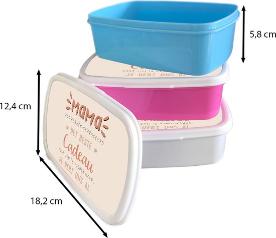 Lunch box Blauw - Lunch box - Boîte à pain - Maman - Citations - Proverbes - Maman tu nous as déjà - 18x12x6 cm - Enfants - Garçon