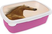 Broodtrommel Roze - Lunchbox - Brooddoos - Paard - Licht - Lucht - 18x12x6 cm - Kinderen - Meisje