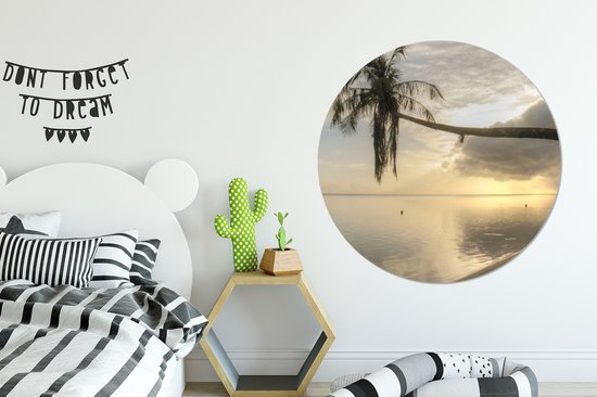 Palmier en surplomb sur la plage de Mo'orea Assiette en plastique cercle mural ⌀ 150 cm - impression photo sur cercle mural / cercle vivant (décoration murale)