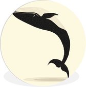 WallCircle - Wandcirkel ⌀ 60 - Een illustratie van een walvis die op de kop zwemt - Ronde schilderijen woonkamer - Wandbord rond - Muurdecoratie cirkel - Kamer decoratie binnen - Wanddecoratie muurcirkel - Woonaccessoires