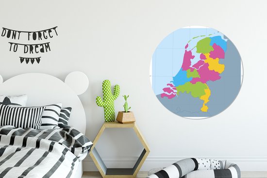 Illustration colorée d'une carte des Nederland Assiette en plastique cercle mural ⌀ 90 cm - impression photo sur cercle mural / cercle vivant (décoration murale)