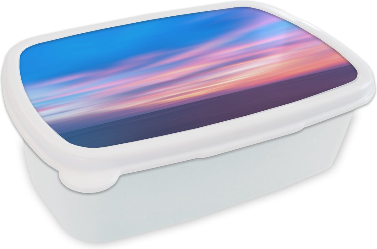 Broodtrommel Wit - Lunchbox - Brooddoos - Lucht - Kleuren - Pastel - 18x12x6 cm - Volwassenen