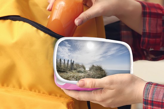 Lunch box Rose - Lunch box - Boîte à pain - Soleil - Nuages - Plage - 18x12x6 cm - Enfants - Fille