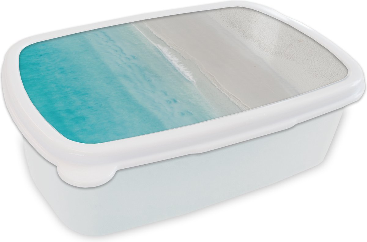 Broodtrommel Wit - Lunchbox - Brooddoos - Strand - Zee - Eiland - 18x12x6 cm - Volwassenen