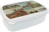 Broodtrommel Wit - Lunchbox - Brooddoos - Collage - Nederland - Kunst - 18x12x6 cm - Volwassenen