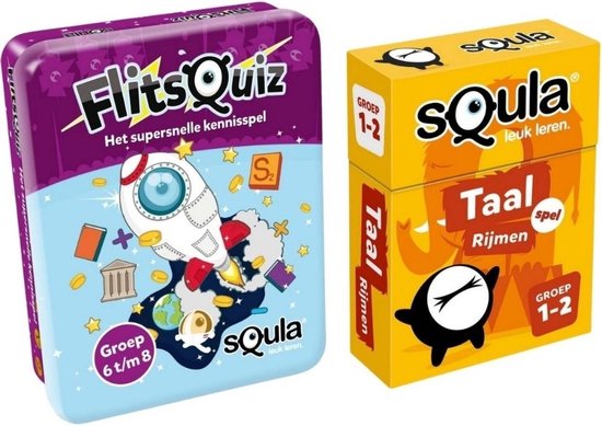 Afbeelding van het spel Spellenbundel - Squla - 2 stuks - Flitsquiz Groep 6 7 8 - Taal (groep 1&2)