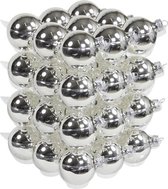 Glas kerstballen - 6 cm - 36 stuks - Zilver glans
