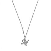 Letter ketting - initiaal M - Zilver - 42 cm