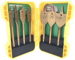 Hofftech 7-delige speedborenset - titanium coating - voor alle houtsoorten - inclusief opbergbox