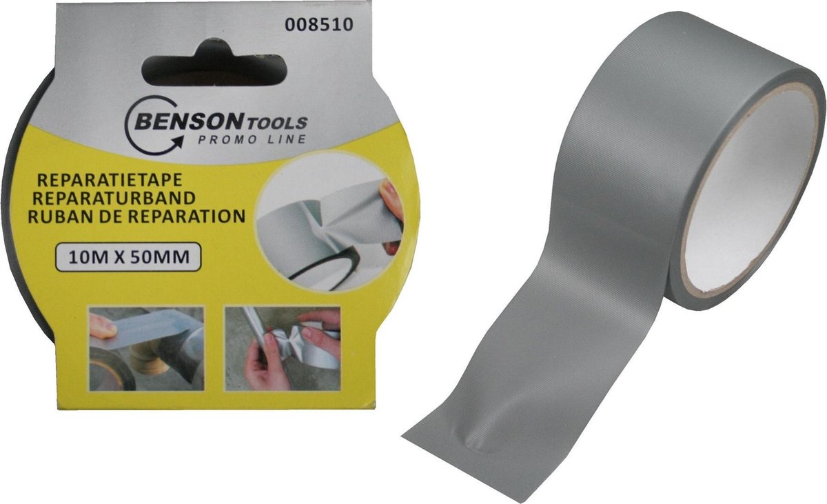 Benson Reparatietape - Duct Tape 10 meter x 48 mm - Grijs - Benson