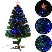 Sapin de Noël artificiel avec éclairage et décoration en fibre optique - Sapin de Noël - Noël - LED - 90 cm