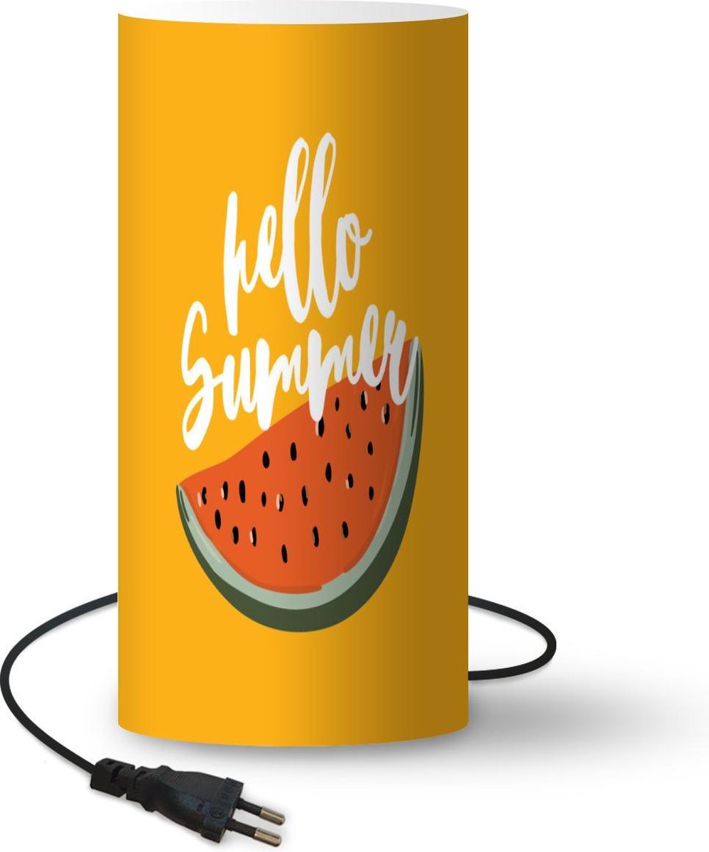 Lamp - Nachtlampje - Tafellamp slaapkamer - Zomer - Watermeloen - Oranje - 54 cm hoog - Ø24.8 cm - Inclusief LED lamp