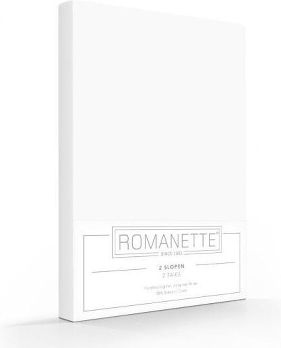 Romanette Kussenslopen Katoen Wit (2 Stuks) - 65 x 65 cm - [Wit]