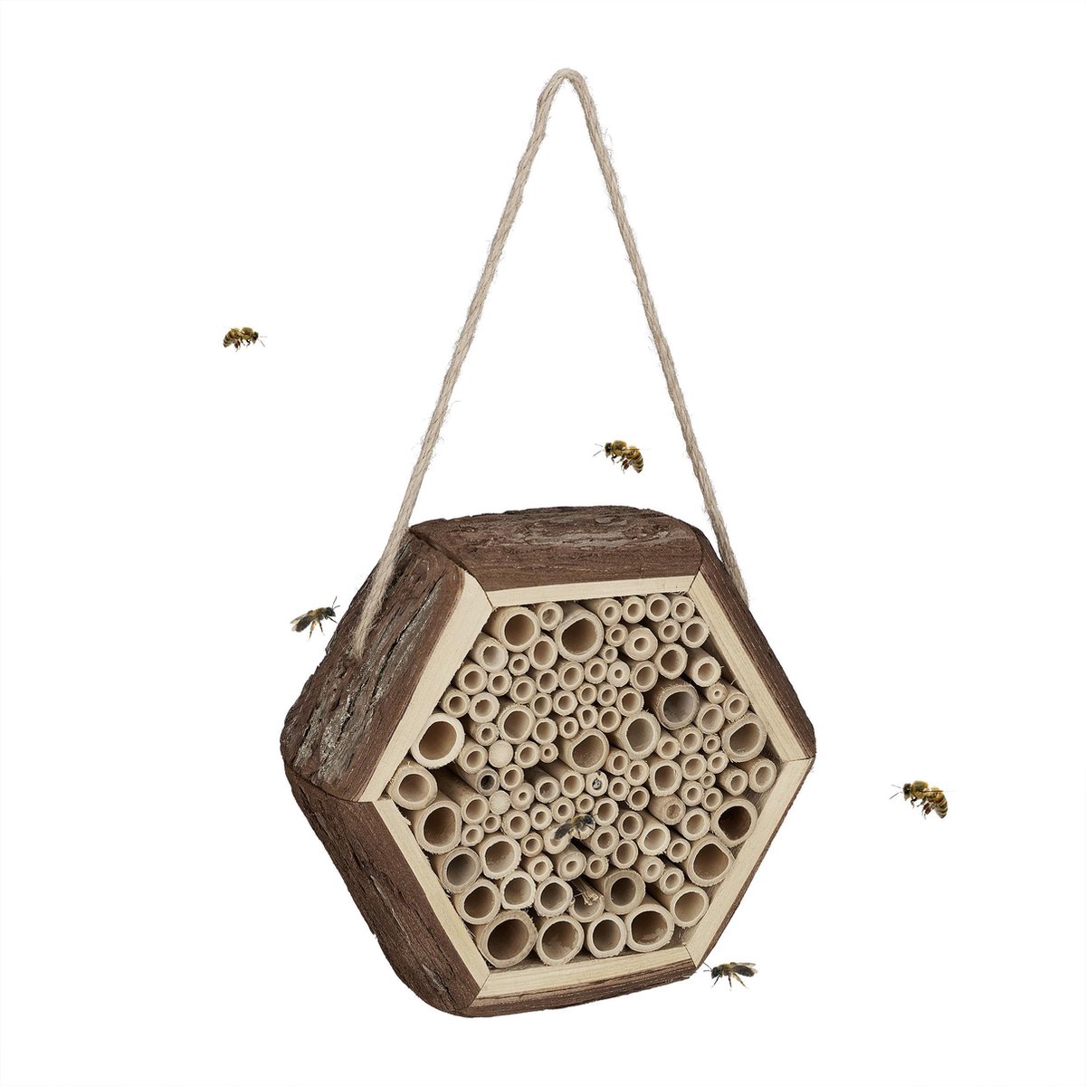 Relaxdays insectenhotel 50 cm hoog, ophangen, bijenhotel, vlinderhuis