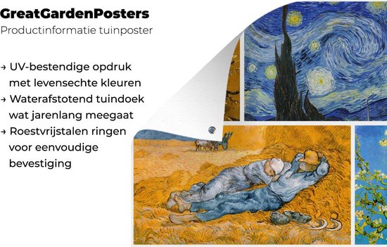 Décoration murale extérieur Van Gogh - Collage - Art - 160x120 cm - Toile jardin - Affiche extérieure