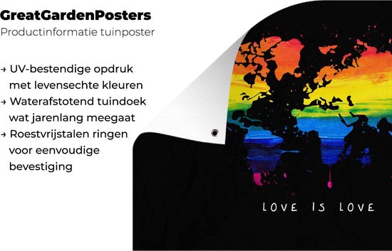 Décoration de jardin Carte du Wereldkaart - Pride - Amour - 60x40 cm - Affiche de jardin