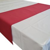 Tafelzeil/tafelkleed wit 140 x 245 met bordeaux rode tafelloper - Kerstdiner tafeldecoratie