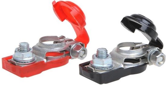 ProPlus Accupoolklem set - kunststof bescherming - rood en zwart - min