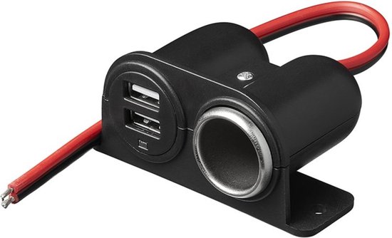 Foto: Proplus opbouw sigarettenaanstekerdoos 2 usb poorten 12 24v 2 1a zwart