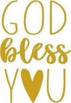 Ansichtkaart - A6 - 10x15cm - Wit Goudgeel - Christelijk - God Bless You - 2 stuks