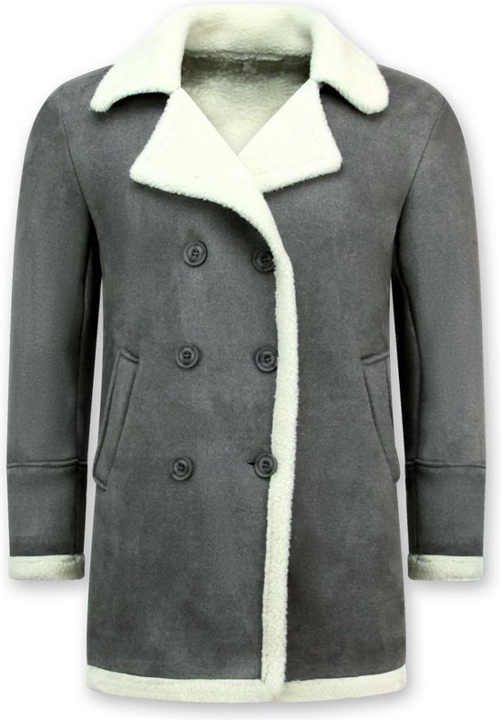Imitation Fourrure Manteau Long - Lammy Coat - Gris Hommes Veste D'hiver Hommes Manteau Taille S
