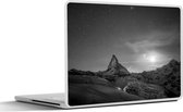 Laptop sticker - 12.3 inch - Matterhorn onder sterrenhemel - zwart wit - 30x22cm - Laptopstickers - Laptop skin - Cover