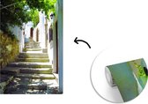 Behang - Fotobehang trappen in de straten van de Oude stad van Rhodos - Breedte 175 cm x hoogte 260 cm