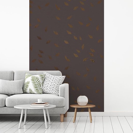 Motif Luxe de petites feuilles dorées sur fond sombre 180x280 cm