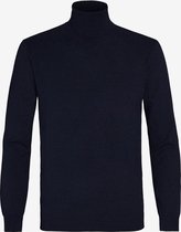 Michaelis heren trui katoenmengsel - slim fit met col - marine blauw -  Maat: M