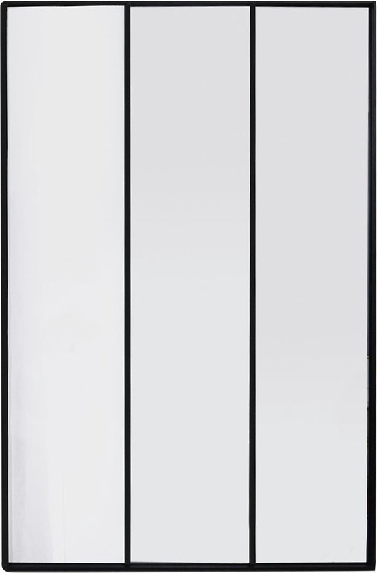4goodz Rectangle Miroir Fenêtre Triptyque Métal 75x115x2 cm - Zwart