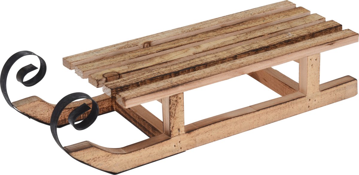 Kerstslee Slee Decoratie Slee Kerst Hout Bruin 40 cm bol