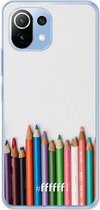 6F hoesje - geschikt voor Xiaomi Mi 11 Lite -  Transparant TPU Case - Pencils #ffffff