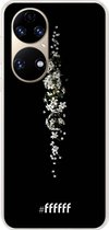 6F hoesje - geschikt voor Huawei P50 -  Transparant TPU Case - White flowers in the dark #ffffff