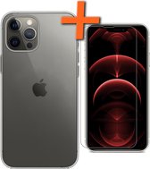 iPhone 13 Pro Hoesje Siliconen Case Met Screenprotector Met Dichte Notch - iPhone 13 Pro Hoes Siliconen Cover Met Beschermglas - Transparant