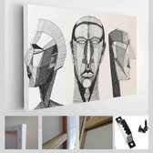 Onlinecanvas - Schilderij - Een Vectorillustratie Abstracte Menselijke Hoofden Art Horizontaal - Multicolor - 40 X 30 Cm