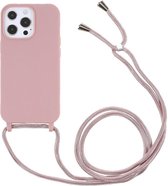 Apple iPhone 13 Pro Max Hoesje Back Cover Flexibel TPU met Koord Roze