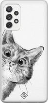 Samsung A52s hoesje siliconen - Peekaboo | Samsung Galaxy A52s case | wit | TPU backcover transparant