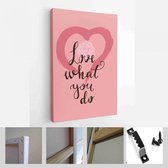 Onlinecanvas - Schilderij - Happy Valentines Day Kaarten. Handgetekende Romantische Belettering Art Verticaal - Multicolor - 80 X 60 Cm