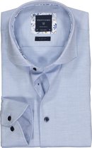 Profuomo Originale slim fit overhemd - dobby structuur - lichtblauw (contrast) - Strijkvrij - Boordmaat: 38